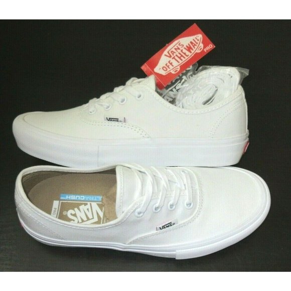 Vans Women's Authentic Pro Classic True White Canvas Skate shoes Sizes NWT - Picture 2 of 5